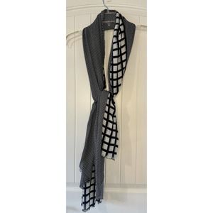 Women’s Black Gray White Print 74”x 36” Rectangular Neck Scarf Shawl Wrap